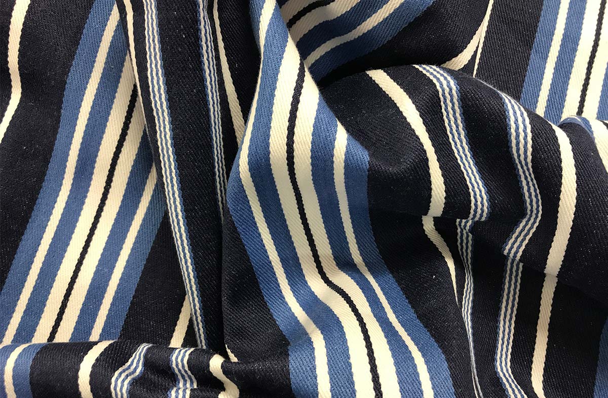 striped curtains Ticking Fabric - Chess Blue