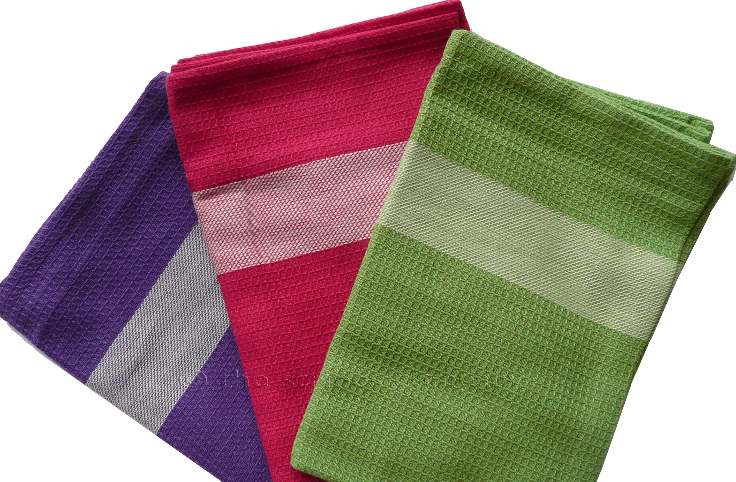 Set of Purple, Pink and Green Tea Towels 