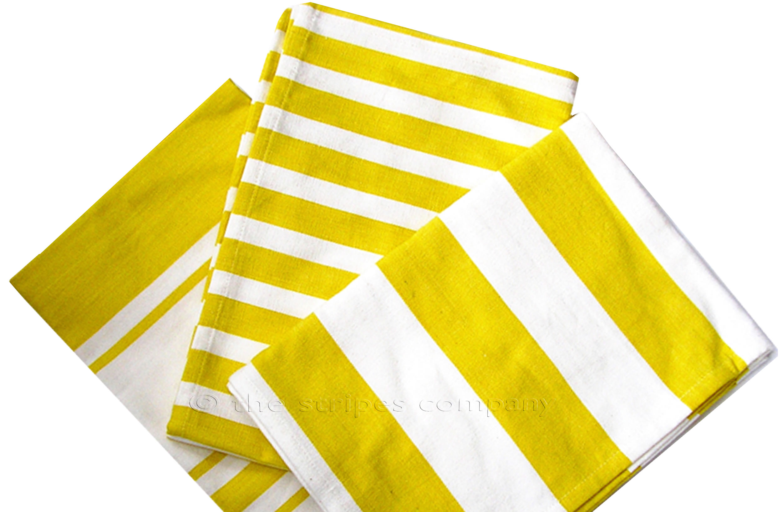 Yellow and White Striped Tea Towels Sets of 3