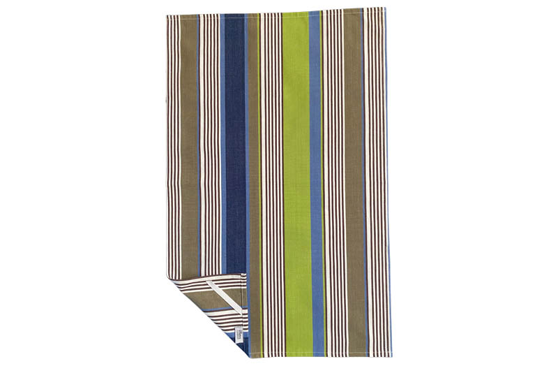 Blue, Lime Green, Khaki Stripe Tea Towels | Striped Teatowels