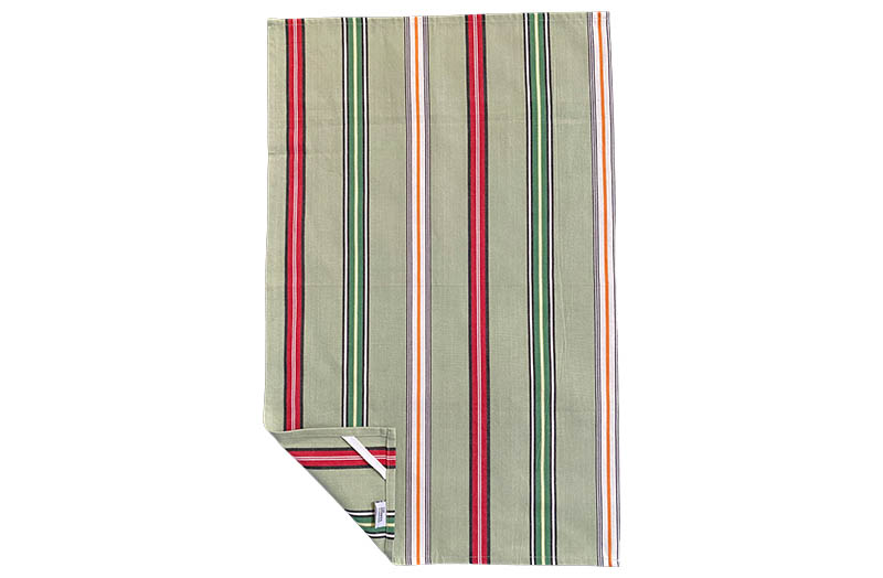 Pale Green, Green, Red Stripe Tea Towels | Striped Teatowels