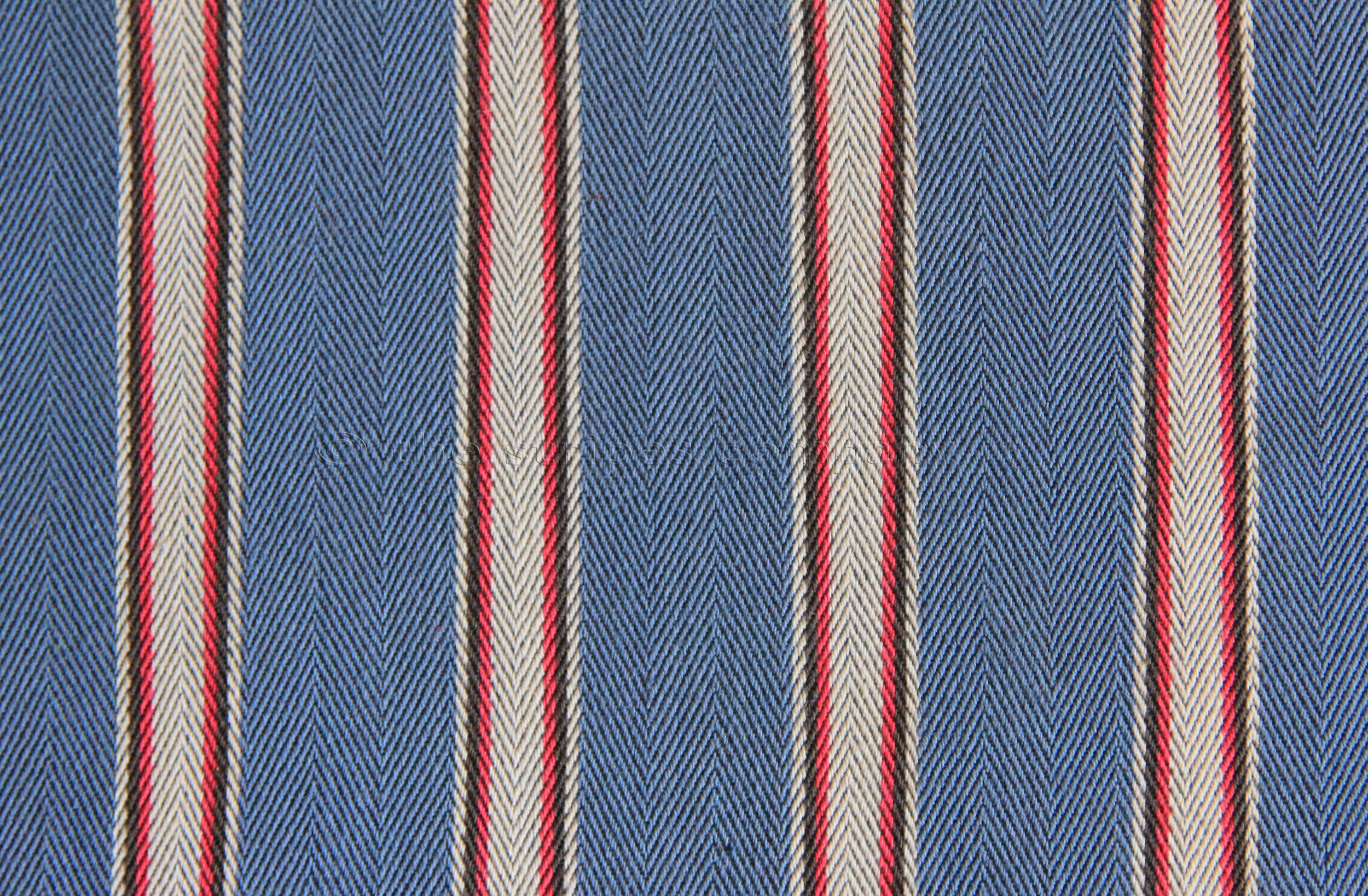 Blue and Red Stripe Ticking Fabric