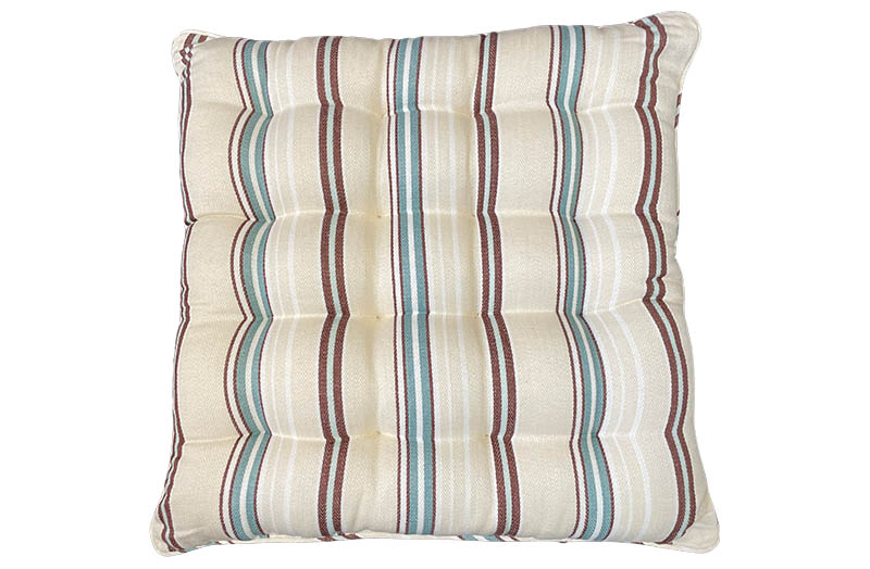 Buttermilk, Brown, Aqua Striped Seat Pad Cushions