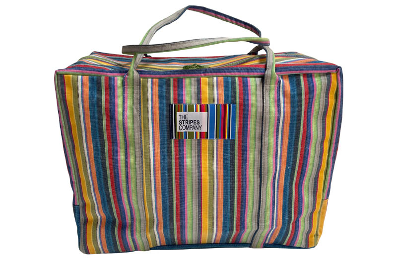 Denim Blue, Grey, Peach Soft Case Stripe Travel Bags