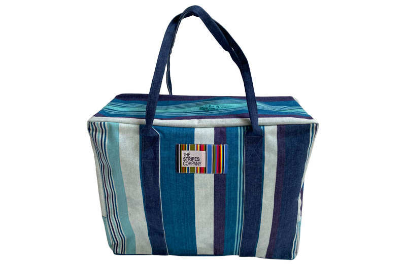 teal, aquamarine, french navy- Soft Case Stripe Travel Bags