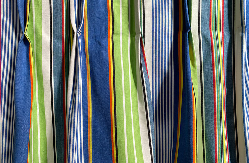 Blue and Green Striped Fabric - Tumbling Stripe | The Stripes Company UK