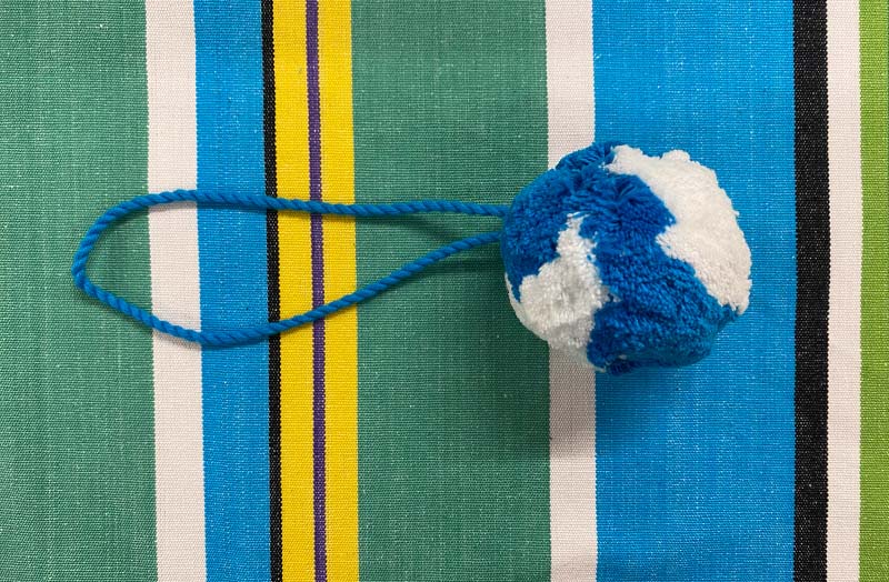 turquoise, white- Hanging Cotton Pom Pom - Soft pompom hanging balls