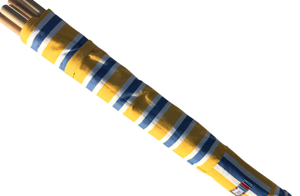 Yellow, Blue and White Stripe Windbreak