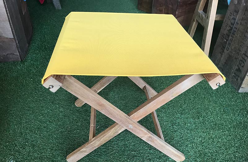 Yellow Portable Folding Stools with Striped Seats